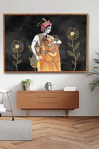 Multi-Colored Archival Paper Radha Krishna Wall Art by Krutik
