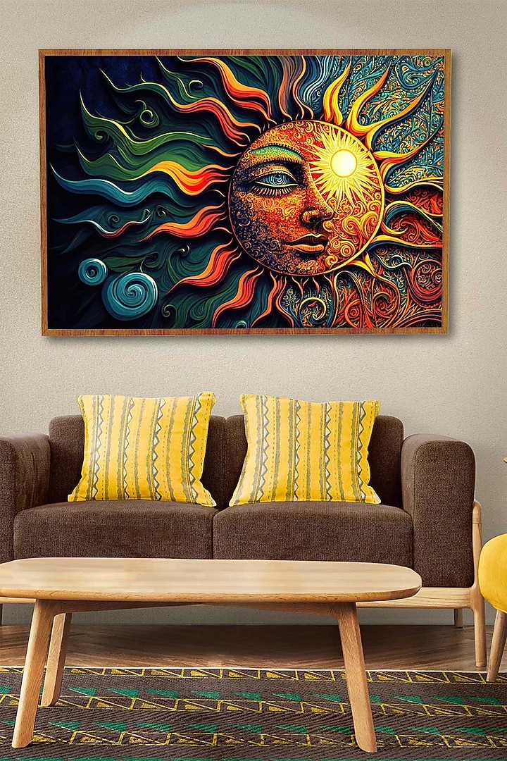 Blue & Yellow Archival Paper Abstract Wall Art by Krutik at Pernia's Pop Up Shop