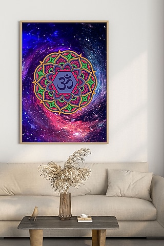 Violet & Green Archival Paper OM Mandala Wall Art by Krutik