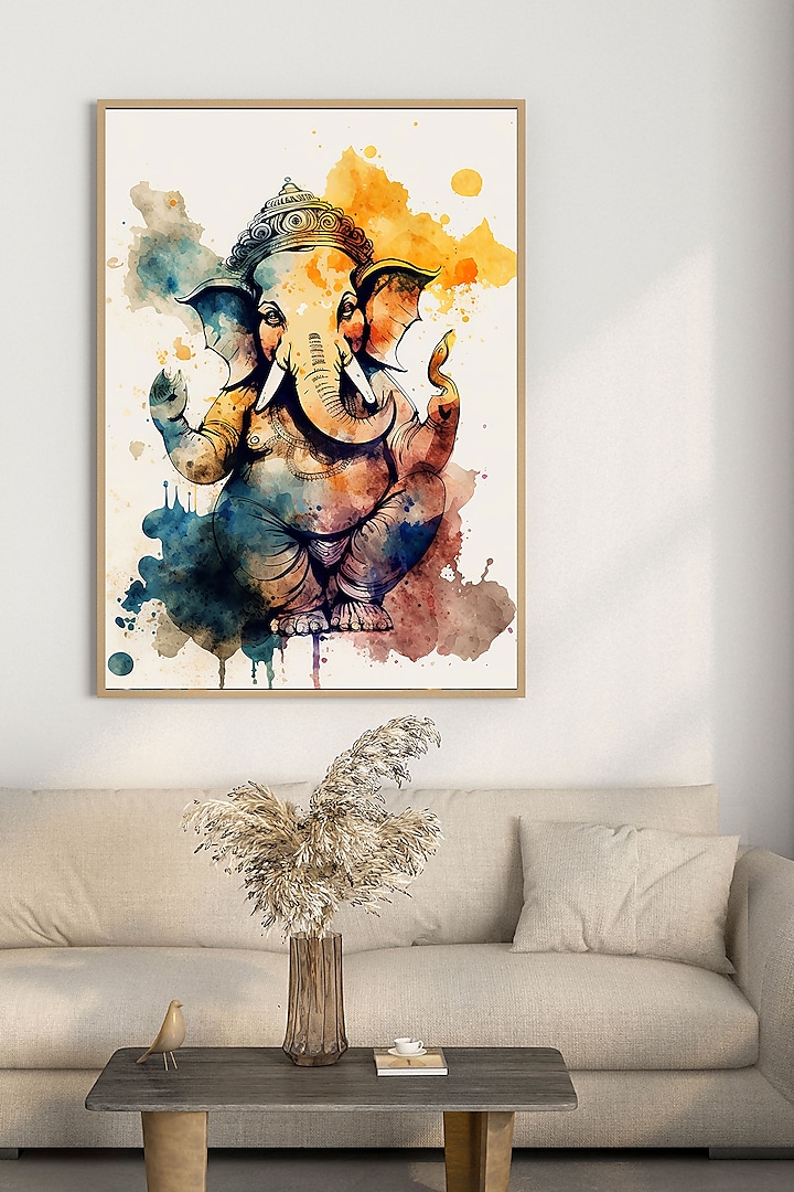 Multi-Colored Archival Paper Lord Ganesha Wall Art by Krutik