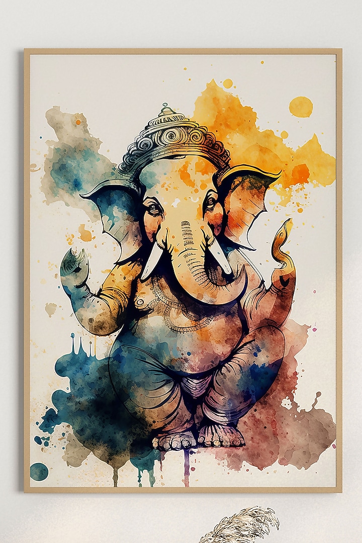 Multi-Colored Archival Paper Lord Ganesha Wall Art by Krutik at Pernia's Pop Up Shop