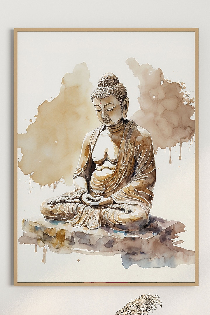 Bronze & White Archival Paper Buddha Wall Art by Krutik at Pernia's Pop Up Shop