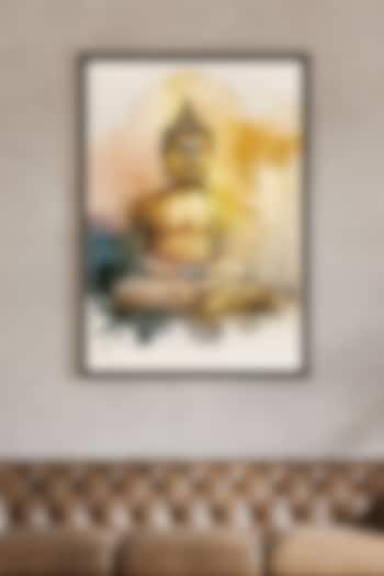 Golden & White Archival Paper Buddha Wall Art by Krutik at Pernia's Pop Up Shop