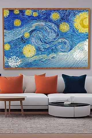 Blue & Lemon Yellow Archival Paper Wall Art by Krutik