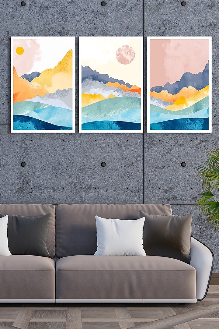 Multi-Colored Archival Paper Abstract Wall Art Set by Krutik at Pernia's Pop Up Shop