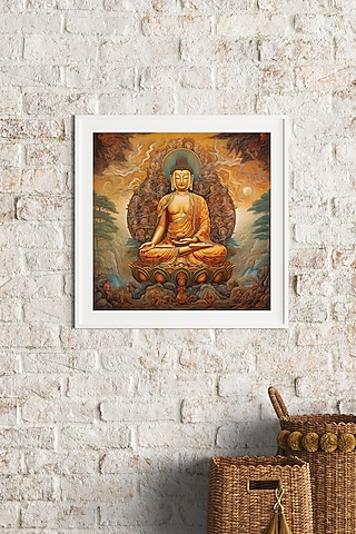 Multi-Colored Archival Paper Lord Buddha Wall Art by Krutik
