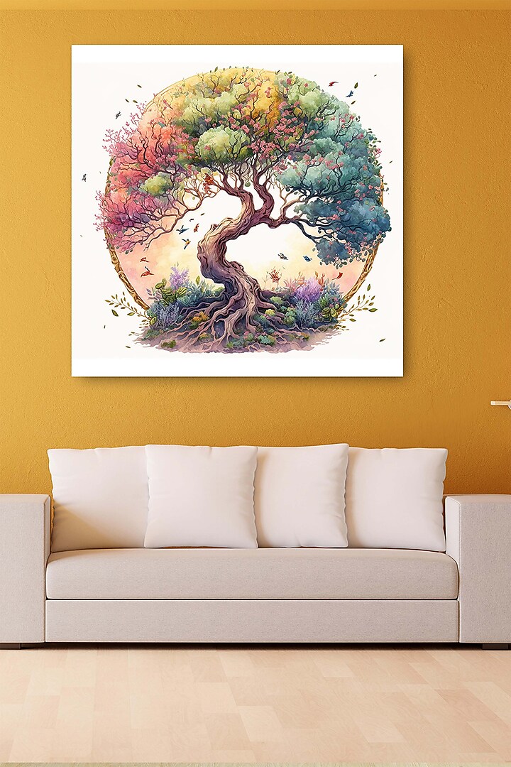 Multi-Colored Archival Paper Tree Wall Art Painting by Krutik at Pernia's Pop Up Shop