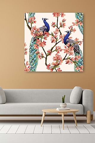 White Archival Paper Peacock Wall Art Painting by Krutik