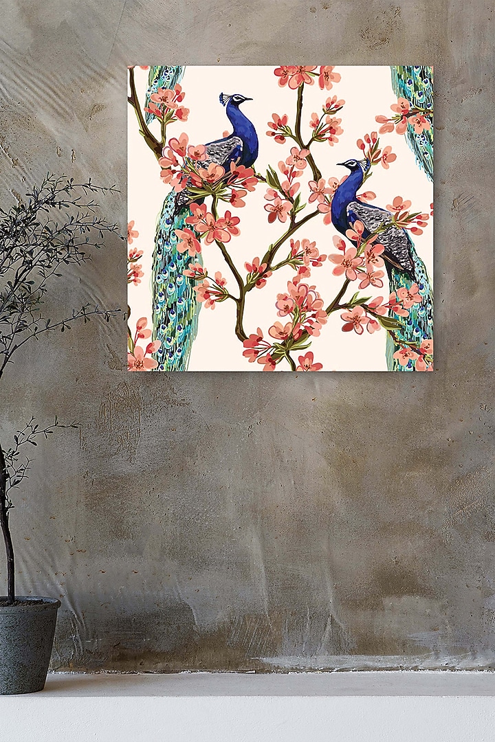 White Archival Paper Peacock Wall Art Painting by Krutik at Pernia's Pop Up Shop