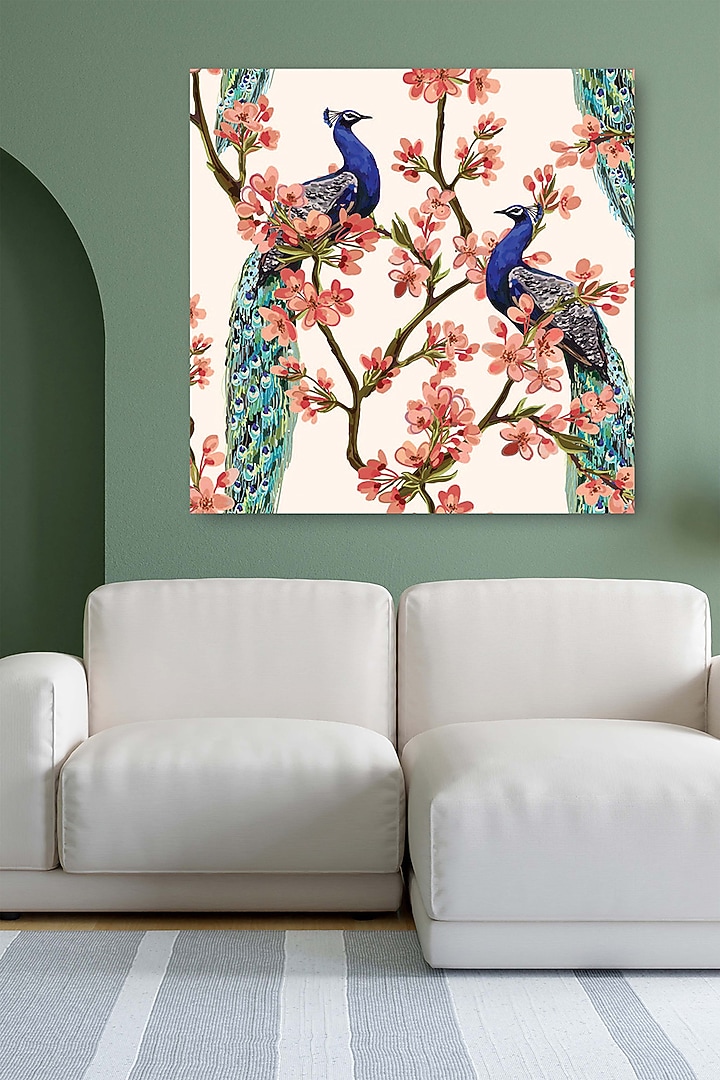 White Archival Paper Peacock Wall Art Painting by Krutik at Pernia's Pop Up Shop