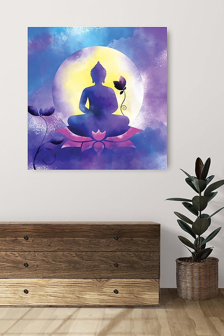 Violet Archival Paper Lord Buddha Wall Art Painting by Krutik at Pernia's Pop Up Shop