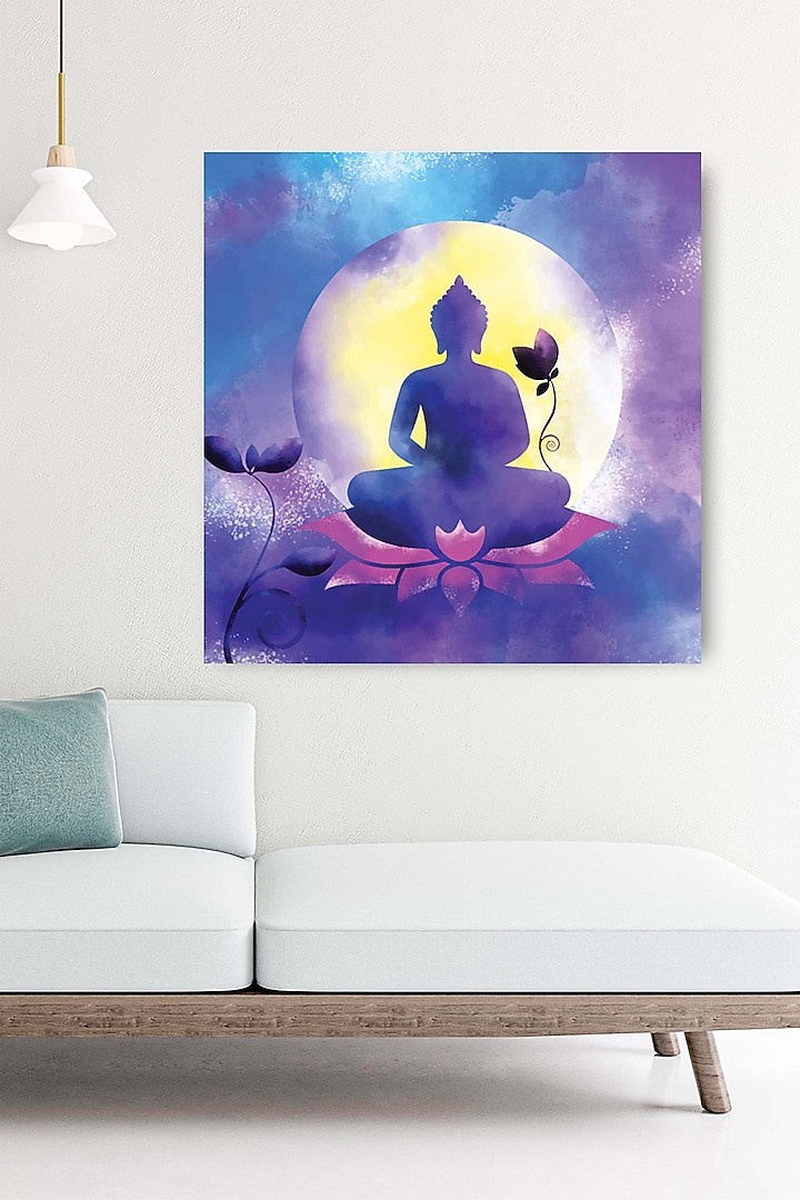 Violet Archival Paper Lord Buddha Wall Art Painting by Krutik at Pernia's Pop Up Shop