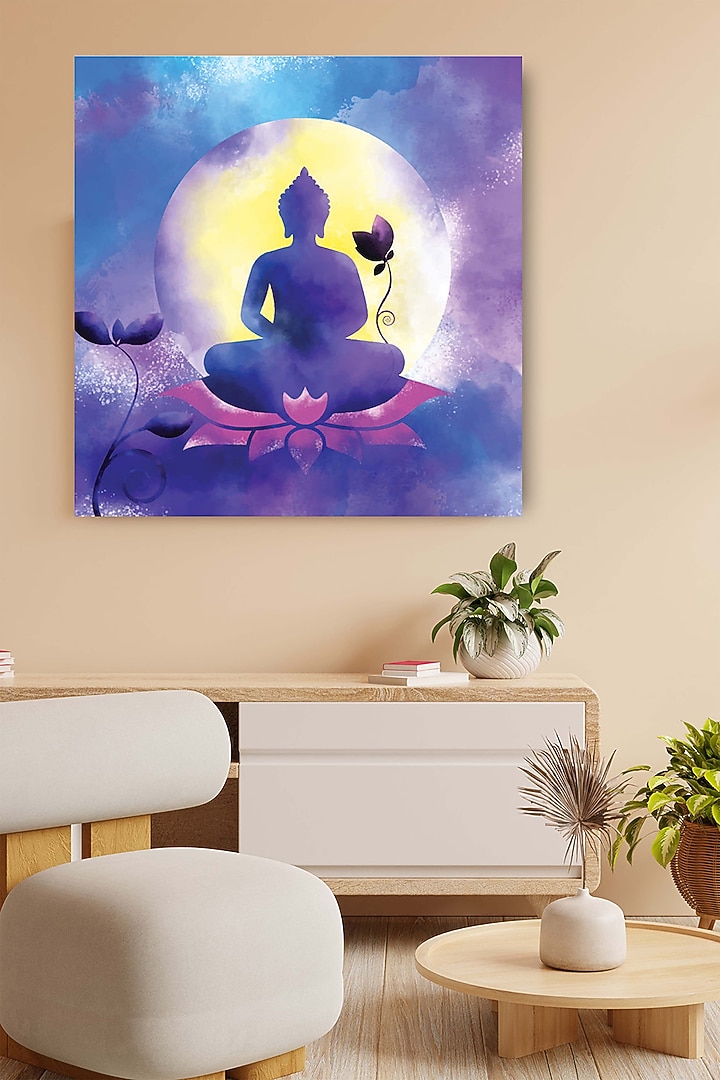 Violet Archival Paper Lord Buddha Wall Art Painting by Krutik at Pernia's Pop Up Shop