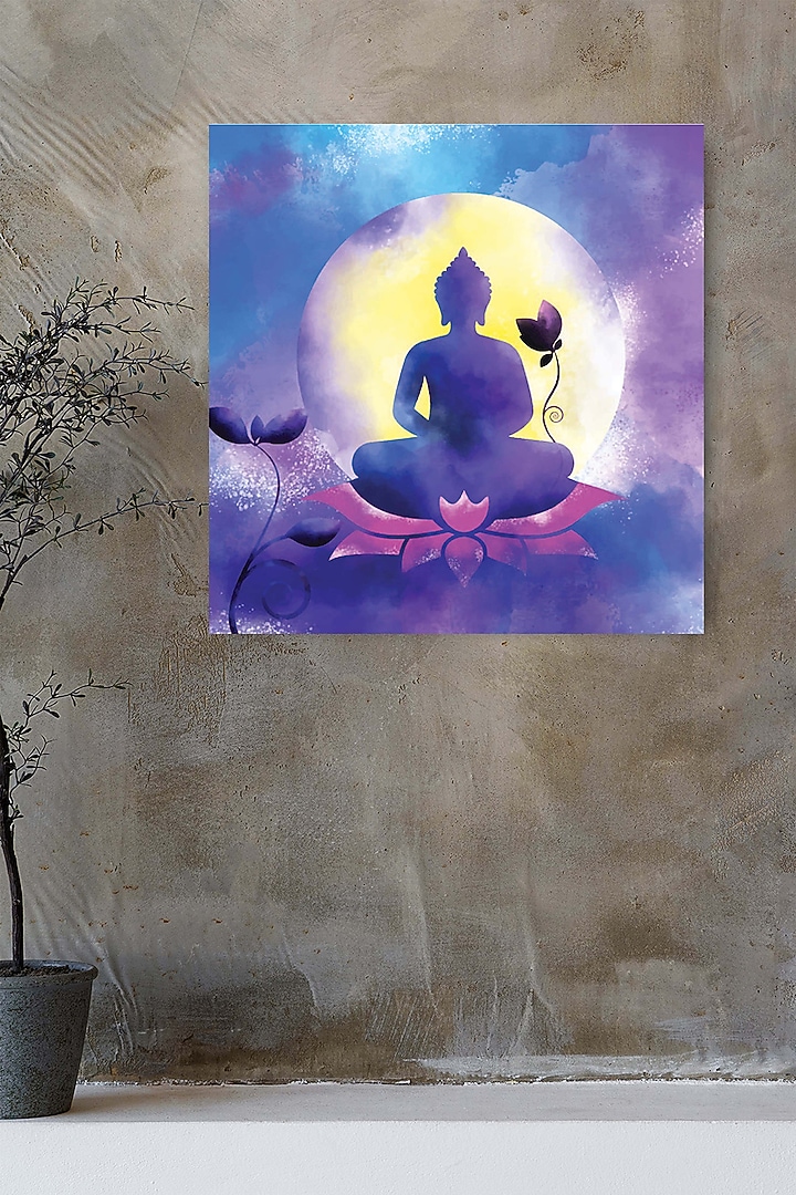 Violet Archival Paper Lord Buddha Wall Art Painting by Krutik at Pernia's Pop Up Shop