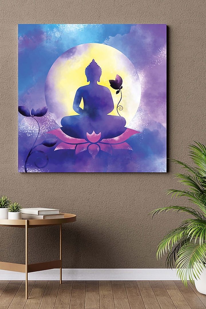 Violet Archival Paper Lord Buddha Wall Art Painting by Krutik at Pernia's Pop Up Shop