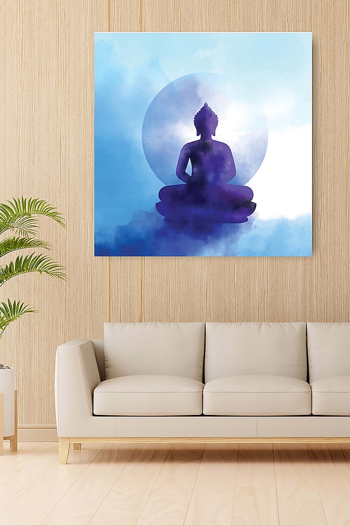 Powder Blue Archival Paper Lord Buddha Wall Art Painting by Krutik at Pernia's Pop Up Shop