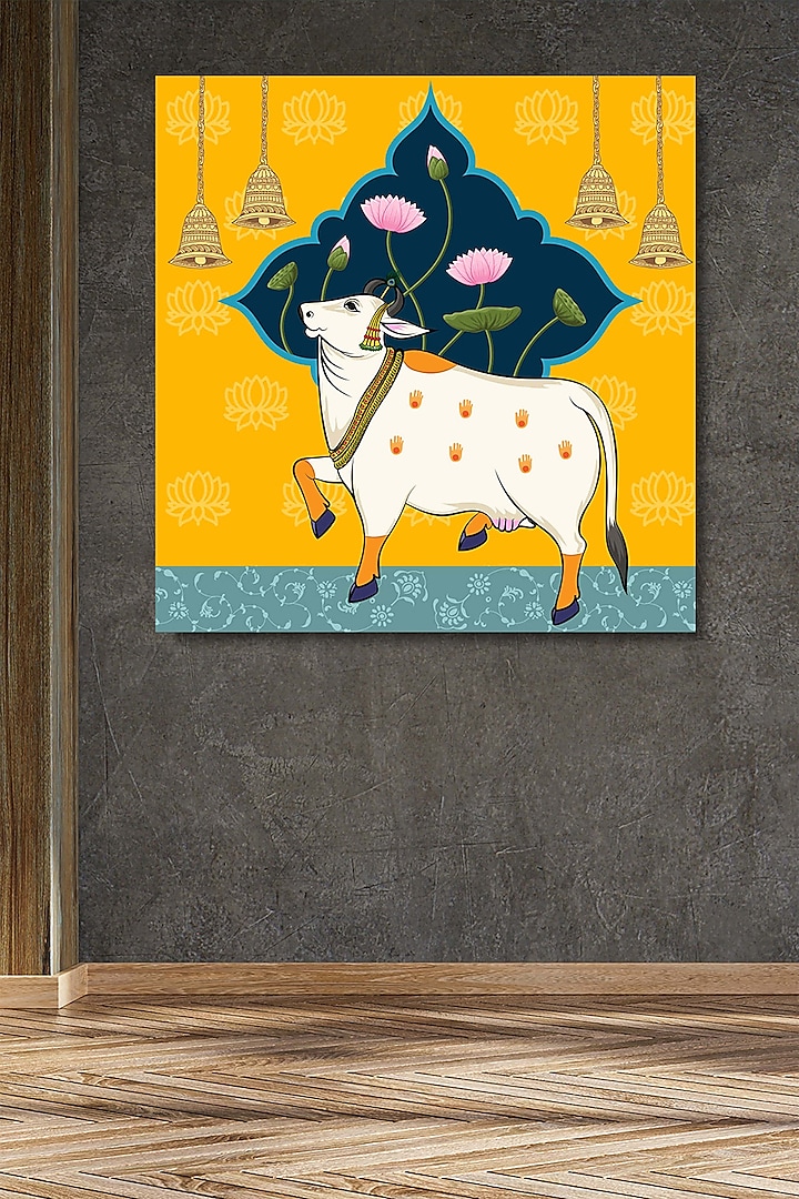 Mustard Canvas Pichwai Wall Art Painting by Krutik