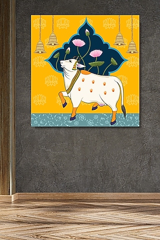 Mustard Canvas Pichwai Wall Art Painting by Krutik