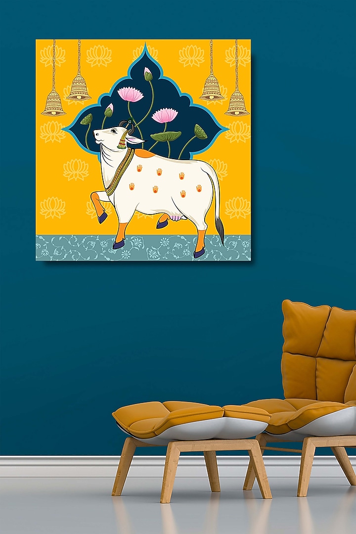 Mustard Canvas Pichwai Wall Art Painting by Krutik at Pernia's Pop Up Shop
