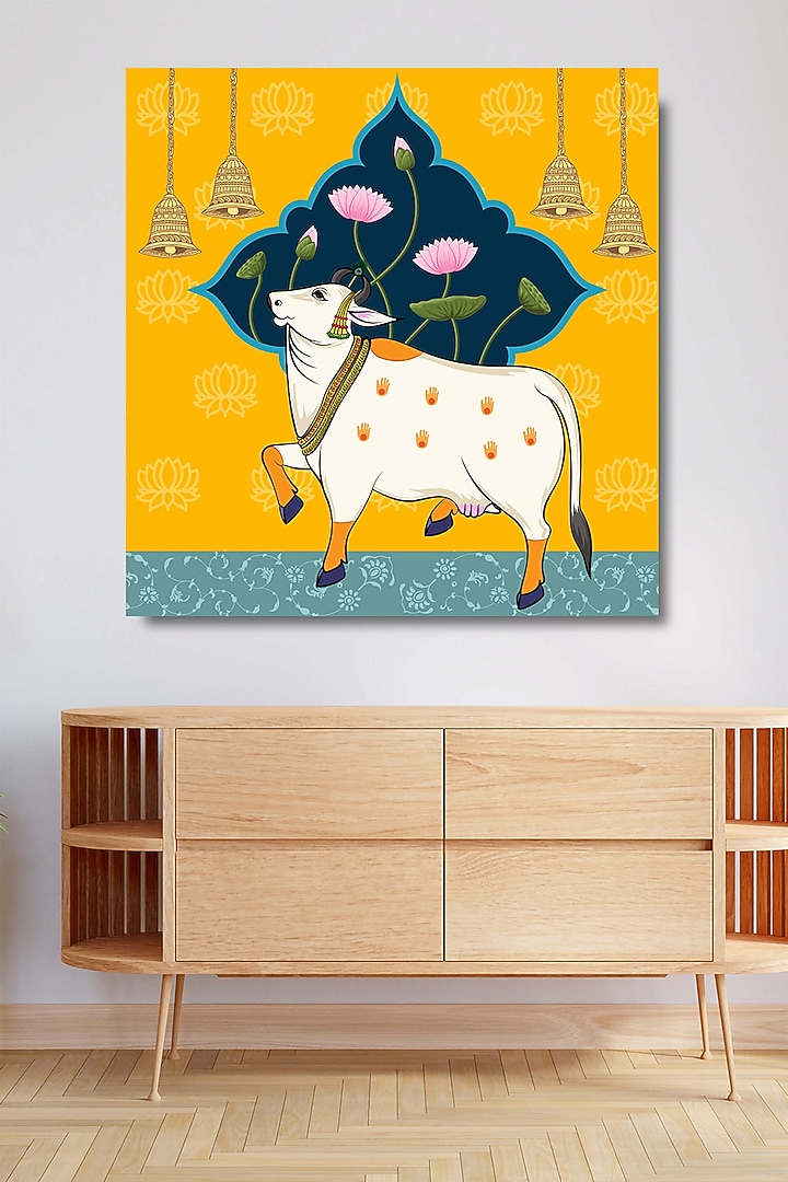 Mustard Canvas Pichwai Wall Art Painting by Krutik at Pernia's Pop Up Shop