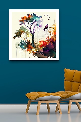 Multi-Colored Archival Paper Nature Wall Art Painting by Krutik