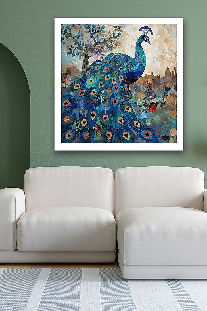 Multi-Colored Archival Paper Peacock Wall Art Painting by Krutik at Pernia's Pop Up Shop