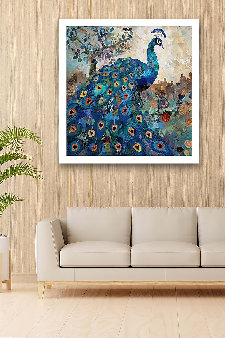 Multi-Colored Archival Paper Peacock Wall Art Painting by Krutik at Pernia's Pop Up Shop