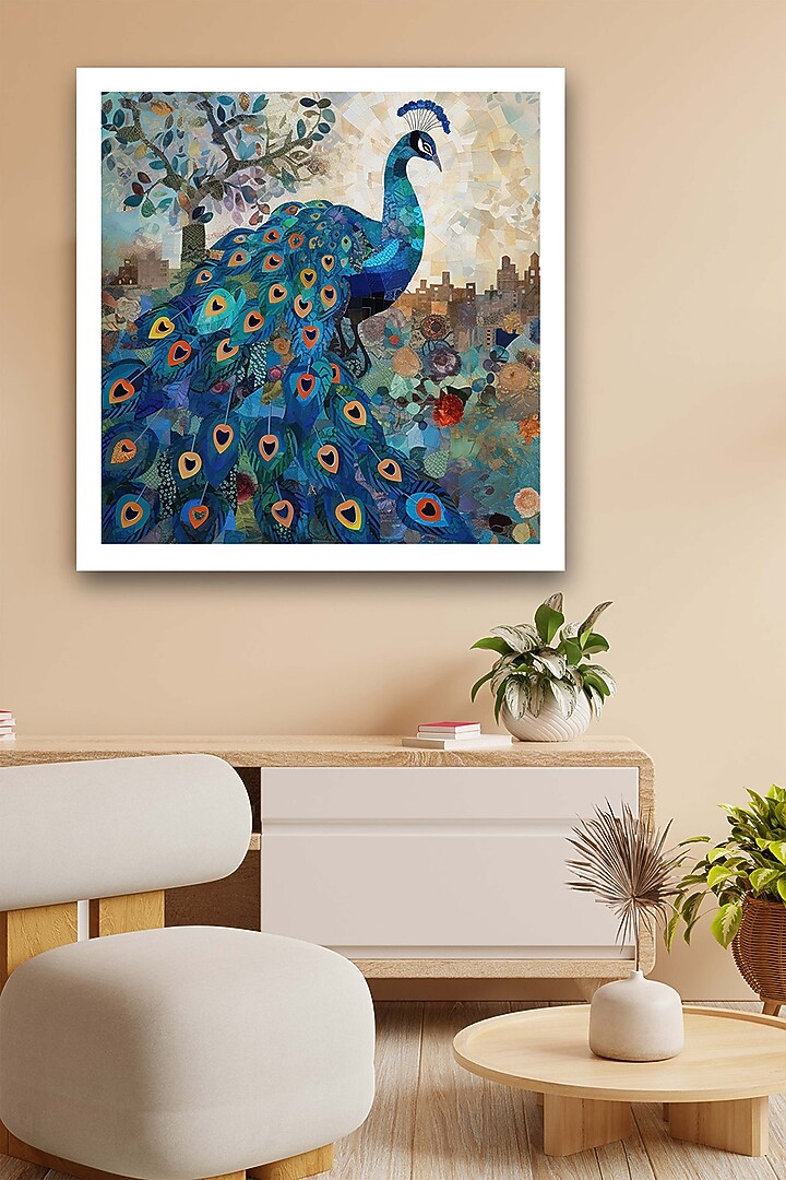 Multi-Colored Archival Paper Peacock Wall Art Painting by Krutik at Pernia's Pop Up Shop
