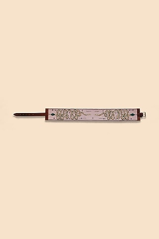 Beige Khadi & Leather Embroidered Belt by KrutiArts