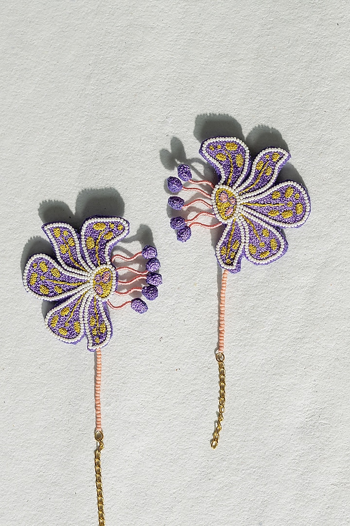 Purple Bead Hand Embroidered Earcuff by KrutiArts at Pernia's Pop Up Shop