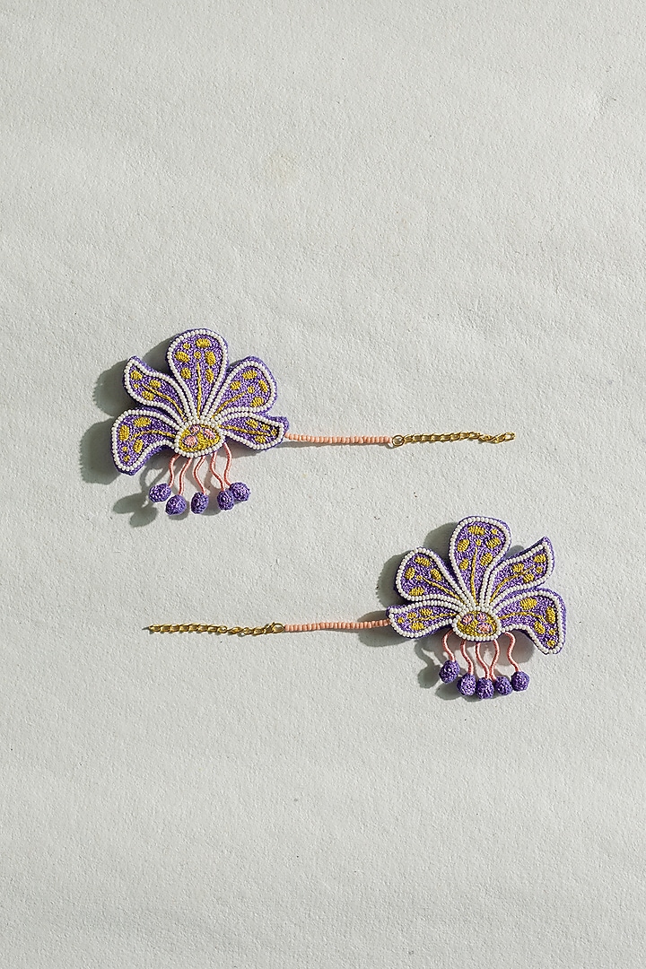 Purple Bead Hand Embroidered Earcuff by KrutiArts at Pernia's Pop Up Shop