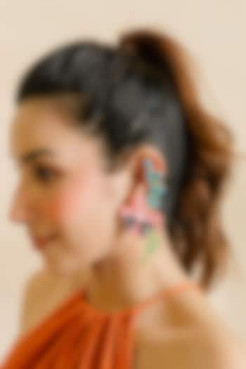 Peach Lady Bug Motif & Bead Hand Embroidered Earcuffs by KrutiArts at Pernia's Pop Up Shop