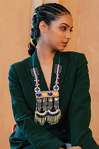 Multi-Colored Beaded Long Necklace by KrutiArts
