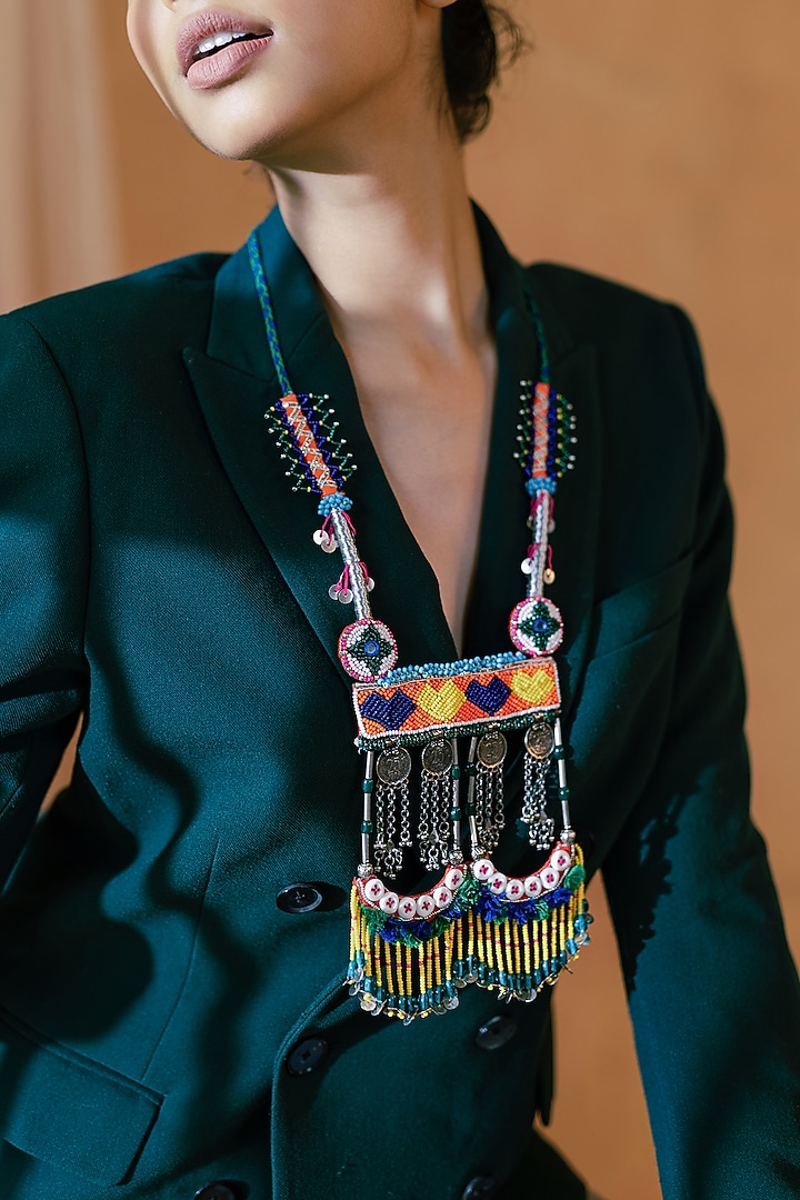 Multi-Colored Beaded Long Necklace by KrutiArts at Pernia's Pop Up Shop