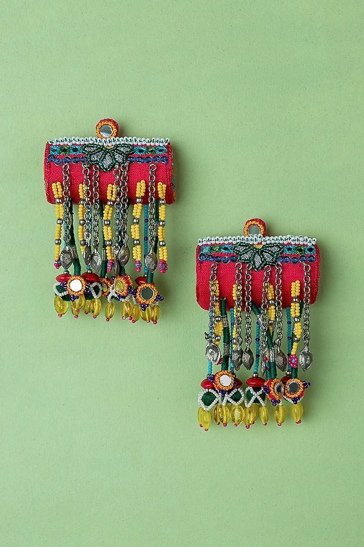 Multi-Colored Embroidered Dangler Earrings by KrutiArts at Pernia's Pop Up Shop