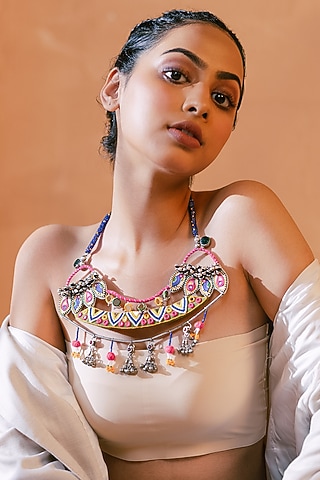 Multi-Colored Hanging Necklace by KrutiArts