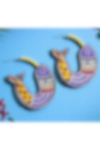 Multi-Colored Hand Painted Fish Hoop Earrings by KrutiArts