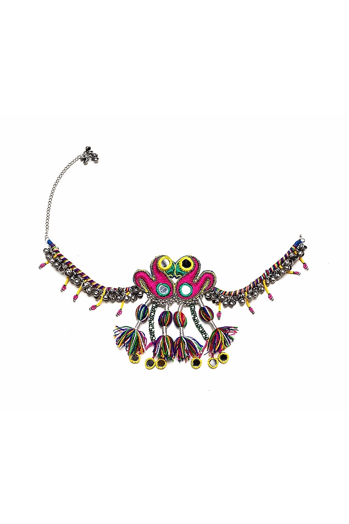 Pink Handcrafted Peacock Choker Necklace by KrutiArts
