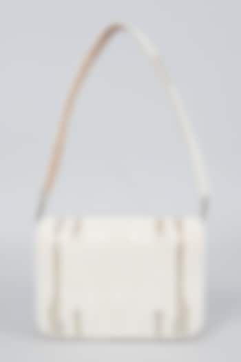 White & Silver Embellished Bucket Bag by kreivo by vamanshi damania