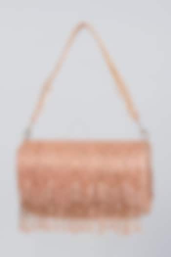 Peach Hand Embroidered Bucket Bag by kreivo by vamanshi damania