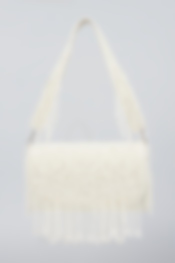 White Hand Embroidered Bucket Bag by kreivo by vamanshi damania at Pernia's Pop Up Shop