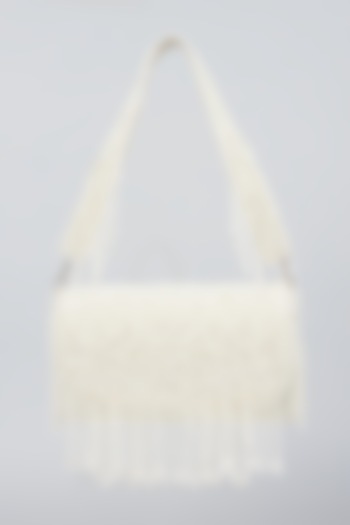 White Hand Embroidered Bucket Bag by kreivo by vamanshi damania