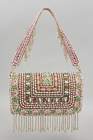 Pink Silk Tassel Embellished Bucket Bag by kreivo by vamanshi damania