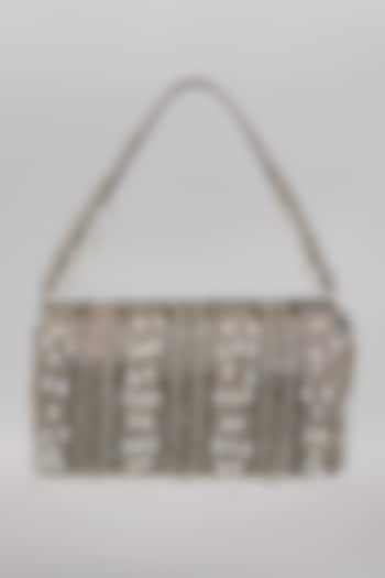 Silver Silk Beads Embellished Bucket Bag by kreivo by vamanshi damania