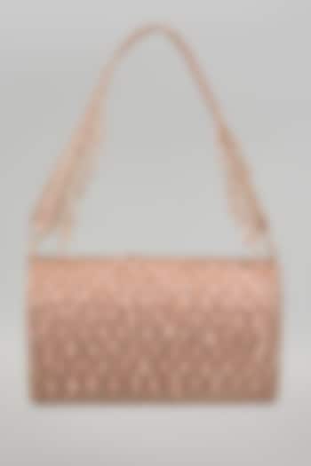 Rose Gold Silk Beads Embellished Bucket Bag by kreivo by vamanshi damania