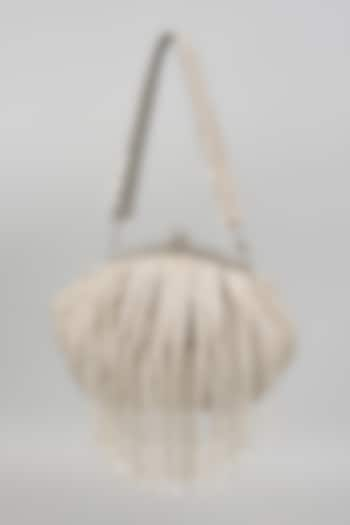 Silver Silk Tassel Embellished Potli Bag by kreivo by vamanshi damania at Pernia's Pop Up Shop