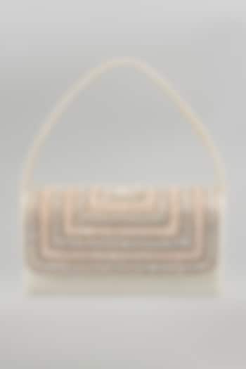 White & Gold Silk Bead Embellished Bucket Bag by kreivo by vamanshi damania