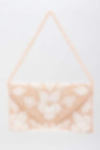 Peach Silk Hand Embroidered Envelope Bag by kreivo by vamanshi damania