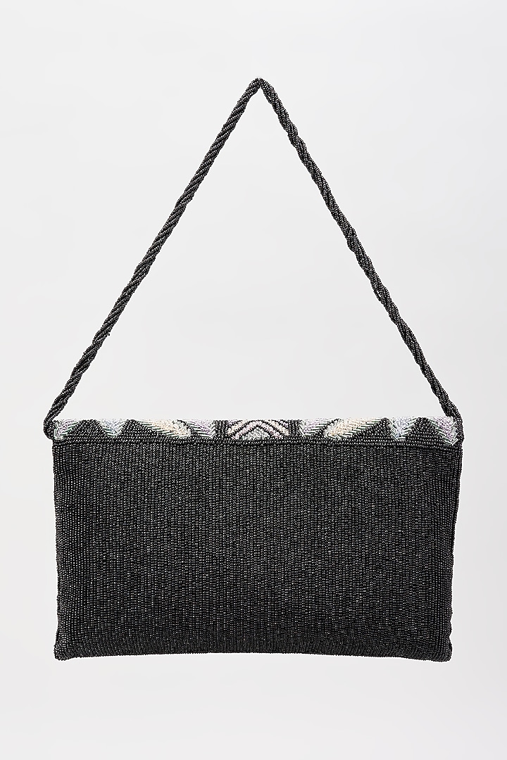 Black Silk Hand Embroidered Envelope Bag by kreivo by vamanshi damania at Pernia's Pop Up Shop