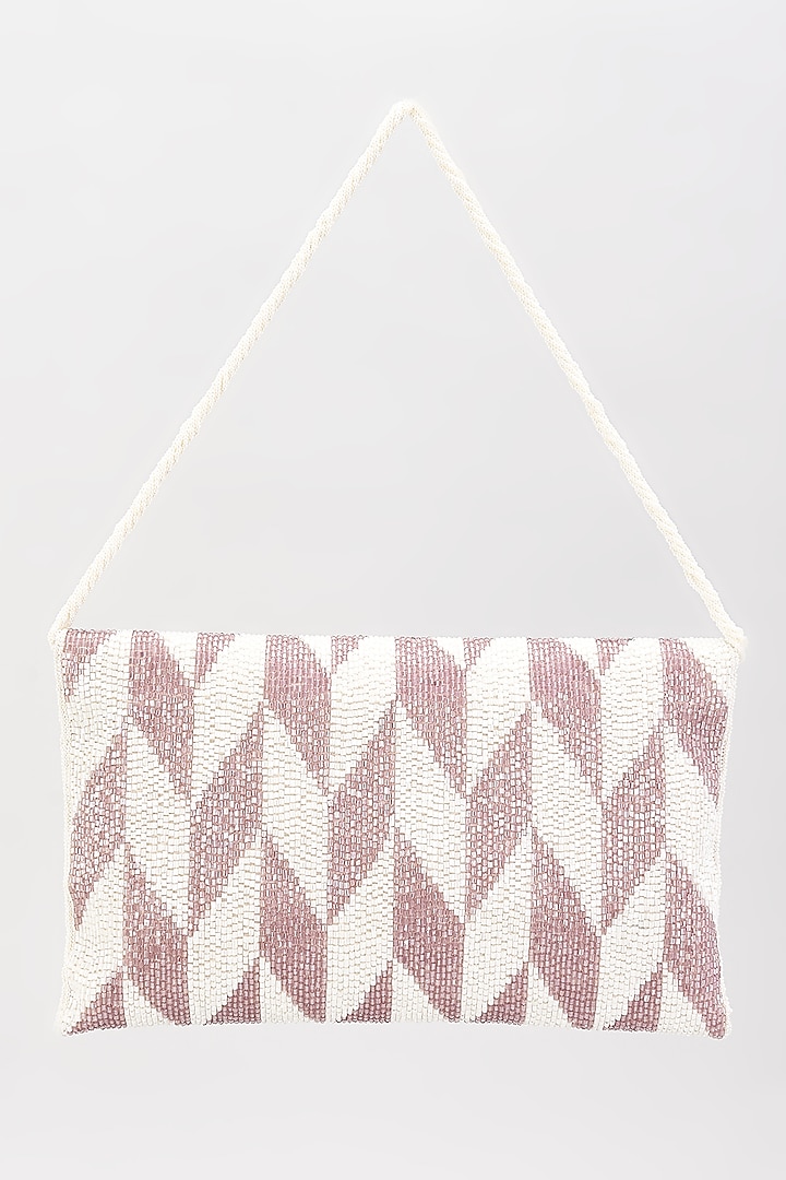 White & Purple Embroidered Envelope Bag by kreivo by vamanshi damania at Pernia's Pop Up Shop